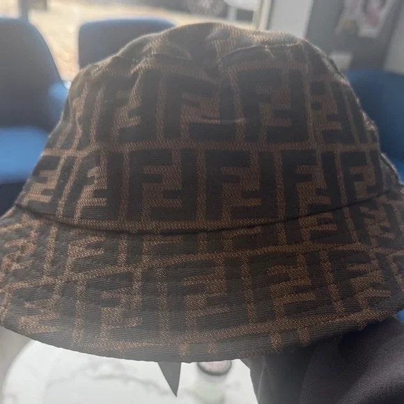 Fendi Brown Logo Pattern Hat - Picture 2 of 3
